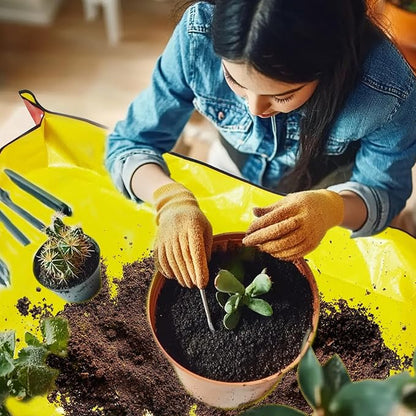 Extra Thick Waterproof Transplanting Mat for Gardening - 39.5x31.5 Inch Large Potting Tray for Plant Transplanting and Mess Control | Portable Succulent & Plant Repotting Mat