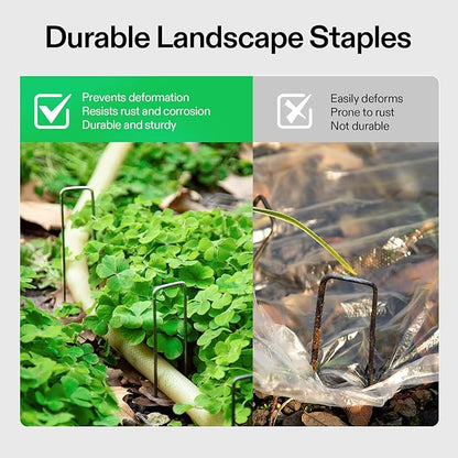 VIVOSUN 6 Inch 25-Pack Landscape Staples, Galvanized Steel Garden Stakes 11 Gauge U-Shaped Pins for Weed Barrier Fabric, Soaker Hose, Holding Fence