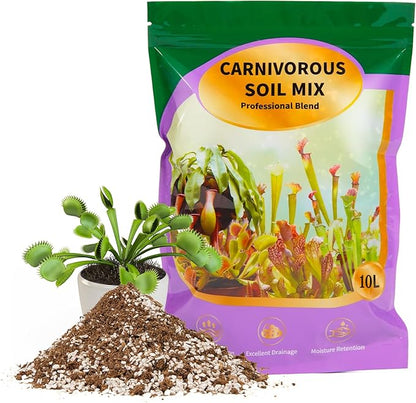 Carnivorous Plant Soil Mix 10qt, Pure Peat Moss and Perlite Mixture for Venus, Pitcher, Butterwort, Nepenthes, Sundew