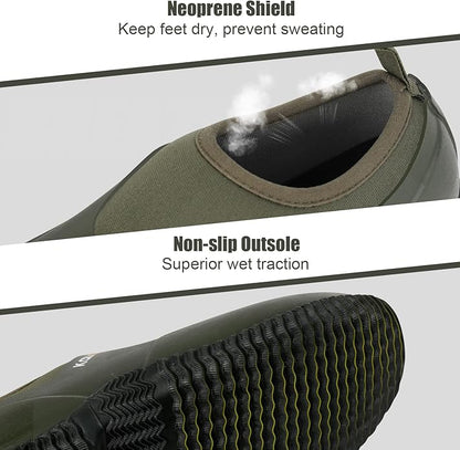 Kalkal Men's Rain Boots, Waterproof Garden Shoes, Neoprene Rubber Footwear for Camping, Lawn Care, Gardening and Yard Work(Size 6-14)