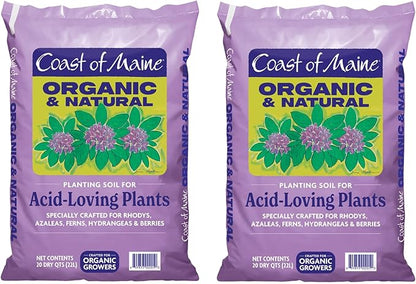 Coast of Maine Organic & Natural Planting Soil for Acid Loving Plants Azalea, Rhododendron & Berries - Premium Planting Soil w/Composted Manure, Sphagnum Peat Moss - Low pH, Enhanced Drainage (20 Qt)