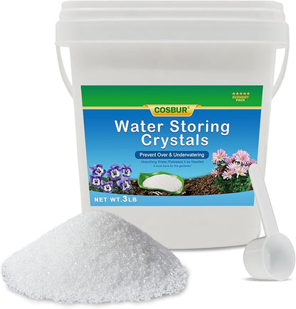 3LB Water Storing Crystals for Plants, Soil Moisture Control Water Gel Beads with Spoon, Super Absorbent Polymer for Potting Soil, Prevent Overwatering & Drought Stress