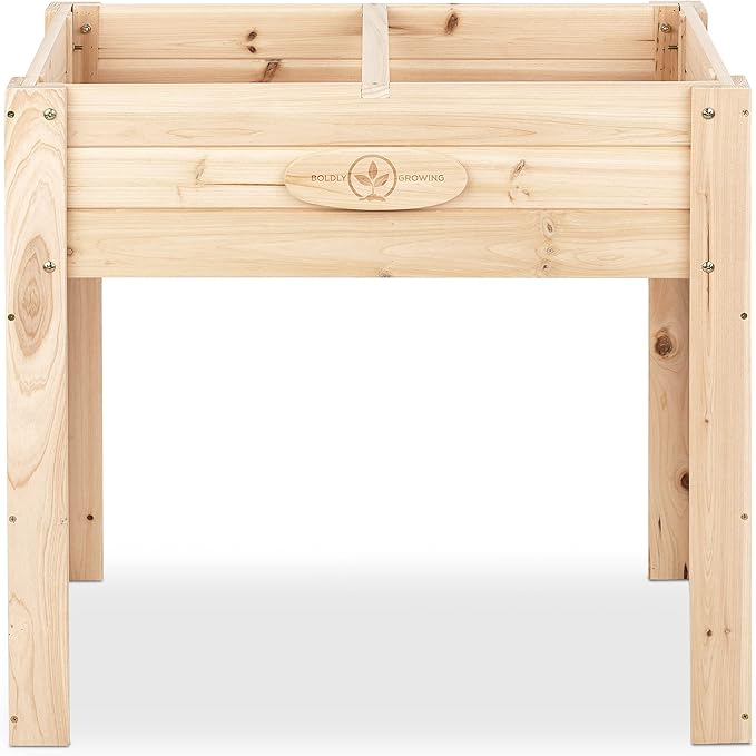 Boldly Growing Cedar Raised Planter Box with Legs – Elevated Wood Raised Garden Bed Kit – Grow Herbs and Vegetables Outdoors – Naturally Rot-Resistant - Unmatched Strength Lasts Years (31x20)
