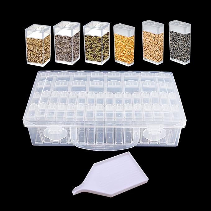 CDIYTOOL Seed Storage Box, Transparent Clear Seed Beads Container Plastic Seed Storage Organizer Reusable Storage Container for Flower Vegetable Seed Small Containers with Lid (48 Slot Square Small)