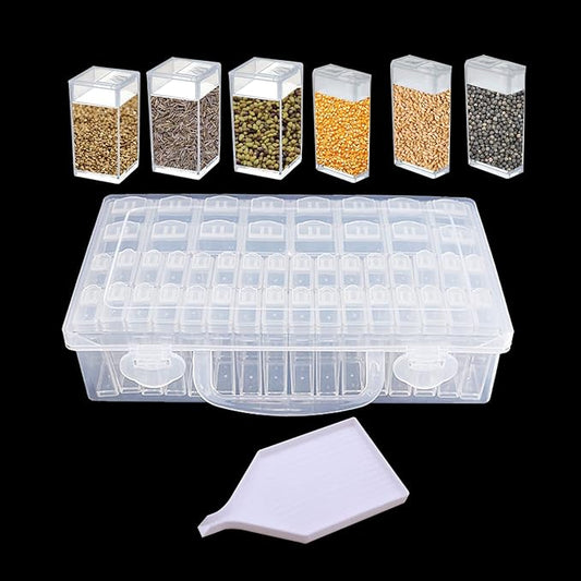 CDIYTOOL Seed Storage Box, Transparent Clear Seed Beads Container Plastic Seed Storage Organizer Reusable Storage Container for Flower Vegetable Seed Small Containers with Lid (48 Slot Square Small)