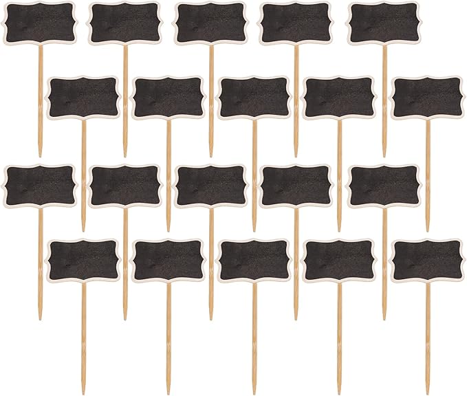 20PCS Wood Chalkboard Plant Tag, Gardening Plug-in Plant Identification Marker, Nursery Garden Plant Markers Tag，Miniature Plants Wooden Tags, Lawn Signs Plant Markers Chalkboard