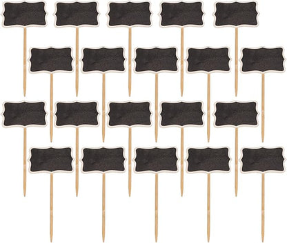 20PCS Wood Chalkboard Plant Tag, Gardening Plug-in Plant Identification Marker, Nursery Garden Plant Markers Tag，Miniature Plants Wooden Tags, Lawn Signs Plant Markers Chalkboard
