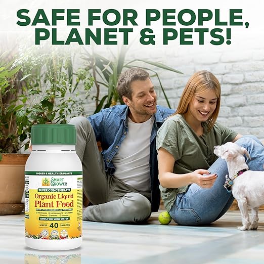Organic Liquid Plant Food for Indoor Plants & Gardens, Natural NPK Fertilizer w/Beneficial Microbes, Rapid Results, Vegan, Best Value Super Concentrate, Smart Grower, Makes 40 Gallons (8 Fl Oz)