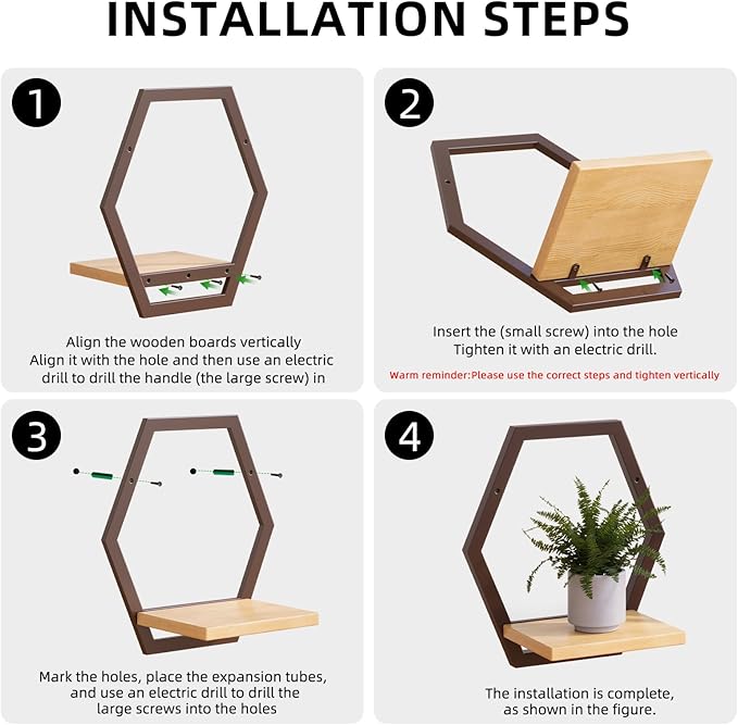 3 Pack Solid Wood & Heavy Duty Metal Wall Plant Stands,9 inch Natural Wood Shelf, Boho Arch Hanging Planter for Indoor 25 LB Load for Plants, Flowers, Herbs Coffee