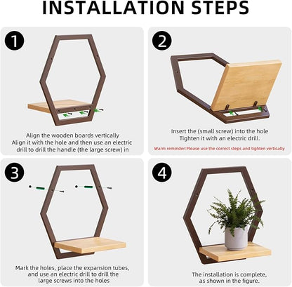 3 Pack Solid Wood & Heavy Duty Metal Wall Plant Stands,9 inch Natural Wood Shelf, Boho Arch Hanging Planter for Indoor 25 LB Load for Plants, Flowers, Herbs Coffee