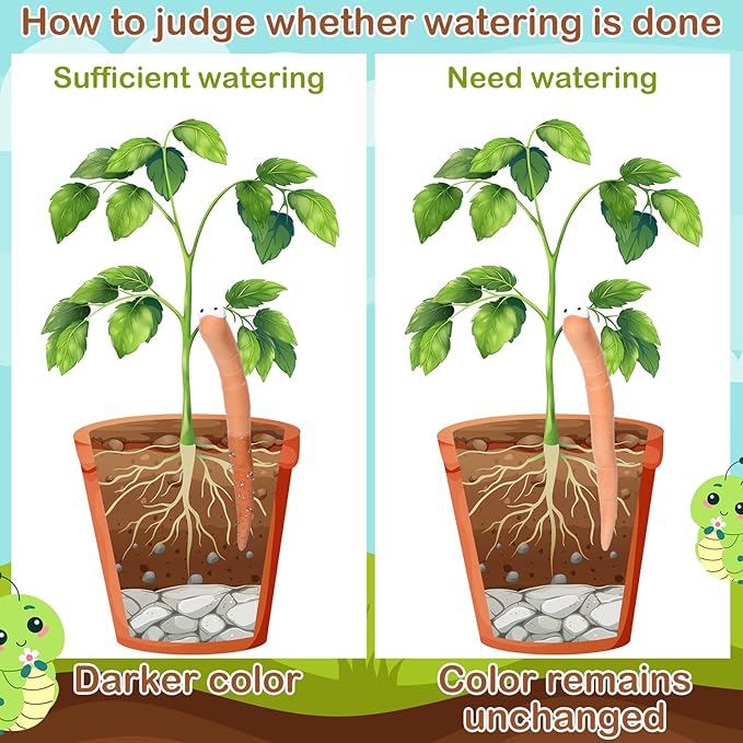 6 Pcs Water Sensor Ceramic Worm The Potting Shed Worm Water Sensor Plant Decoration Moisture Monitor Gardening Houseplant Humidity Meter Fun Gardening Gift for Your Potted Plant (6 Inch)