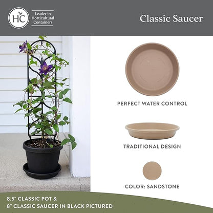 The HC Companies 17.5 Inch Classic Round Plant Saucer, Lightweight UV-Resistant Plastic Outdoor & Indoor Flower Pot Tray, 2-Pack Plant Pot Trays for Garden & Home Decor, Sandstone