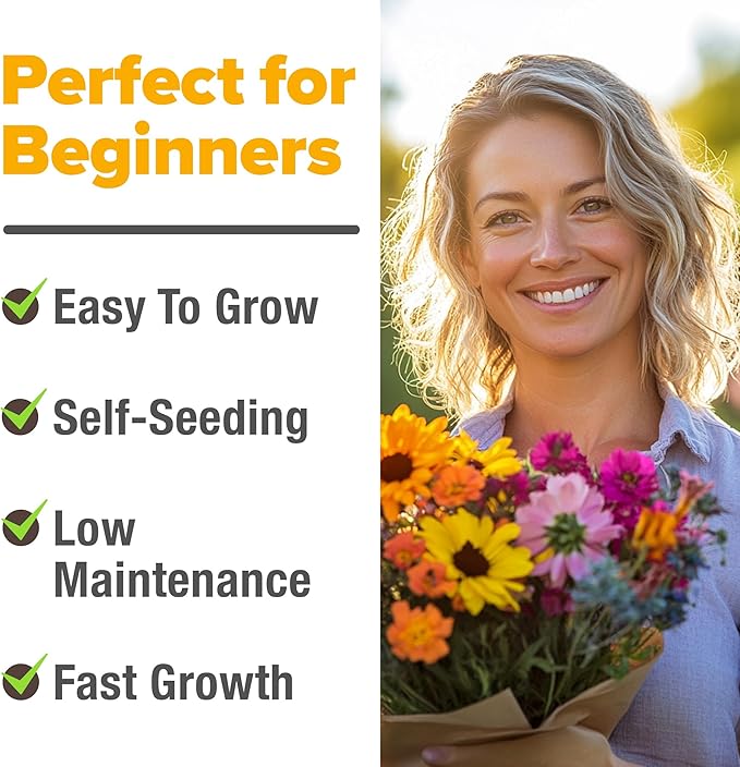 HOME GROWN Wildflower Seeds Mix - 49,100+ (2oz) Bulk Mix, 21 Varieties Wild Flower - Bee and Butterfly Garden Pack - Native Annual Flowers for Planting for Your Garden