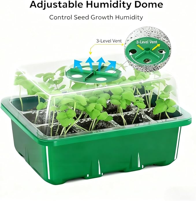 10-Pack Seed Starting Tray with Transparent Moisture-Lock Lid for Hydration and Heat Retention Seed Germination Starter Kit (120-Cell Tray Total) Easy Seedling Cultivation for Home Gardeners