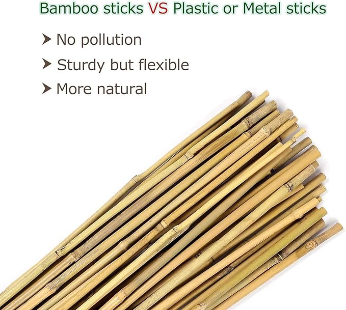 Bamboo Stakes 7 Feet, Natural Plant Stakes for Tomatoes, Climbing Plants Support, Tall Garden Stake - 15 Pack Bamboo Poles