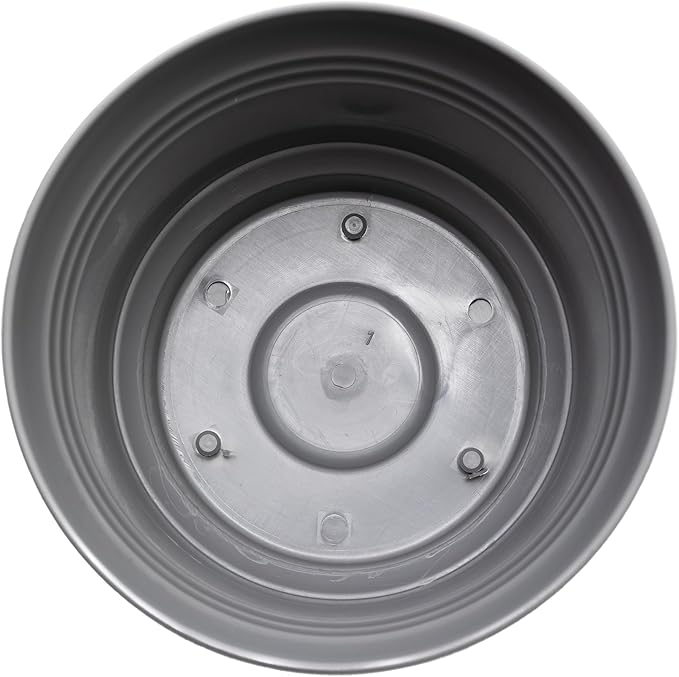 Bloem Saturn 7" Charcoal Round Resin Planter Pot with Snap-in Saucer for Indoor and Outdoor Gardening