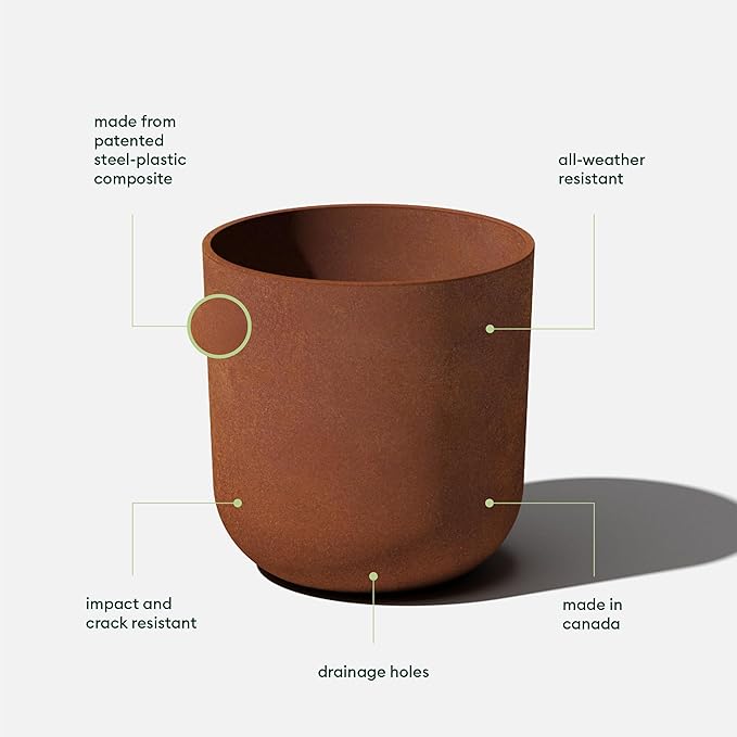 Veradek Patina Series Kona Planter - Round Planter for Outdoor Porch/Garden | Naturally Rusting Planter for All-Weather Use
