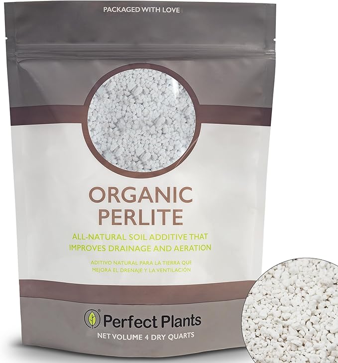 Organic Perlite by Perfect Plants — Add to Soil for Indoor & Outdoor Container Plants for Drainage Management and Enhanced Growth (4qts.)