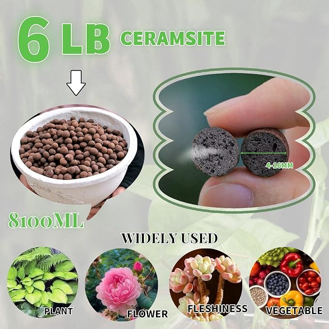 6LB Organic Expanded Clay Pebbles, Natural 4-16mm Clay Pebbles for Plants, for Potting Plants, Growing Bulbs Indoors,and Hydroponics,Light-Weight and Absorbent The Pebbles…
