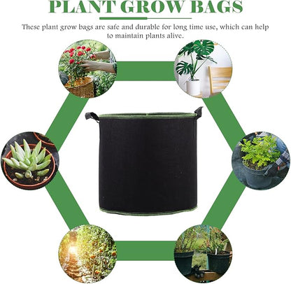 Tofficu 5 pcs Non Woven Breathable Plant Nursery Bags Ideal Vegetable Growing Plant Grow Bags Gardening