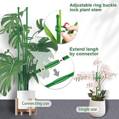 Plant Stakes 17 inch SupKing Support Stick Orchid Stakes with Clips 10Pcs Garden Plant Poles Extended to 3/4/5ft for Indoor Outdoor Potted Tomato Rose Amaryllis Vegetables Monstera Comes with 20 Ties