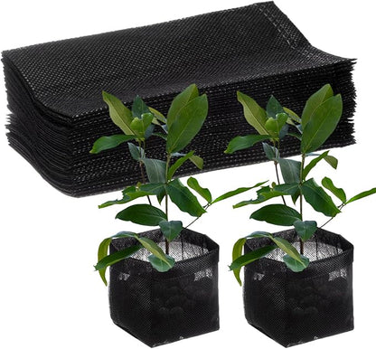 100-Pack Nursery Growing Bags, 5.3" x 5.9" Non-Woven Plant Nursery Bags, Fabric Seeding Pots Pouch for Seed Starting/Soil Transplant/Home Garden Supply [Black]