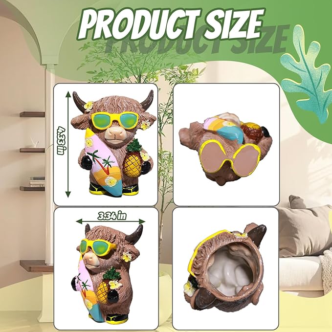 Cute Cow Planter Pots, Highland Cow Planter With Drain, 4.3 Inch Animal Planter, Resin Highland Cow Figurine, Storage Containers For Outdoor Indoor Backyard Balcony Planters Home Garden Decor Gifts