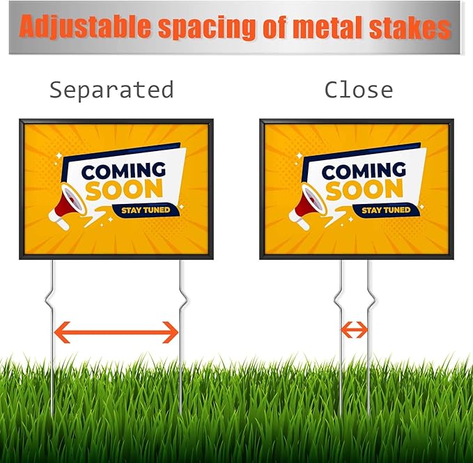 Yard Sign Stakes - 12 Pack Heavy Duty Metal Wire Stakes for Garden Lawn Signs 13'' Alternative to H Frame Stakes for Corrugated Plastic Yard Signs Holder