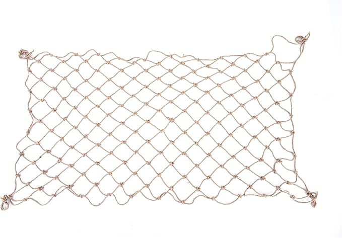 Jute Hemp Rope Net,Heavy Duty Natural Safety Rope Netting Balcony Stairs Fence Garden Playground Protection Net Indoor & Outdoor Decoration Rope Netting (6.5FT*9.8FT)