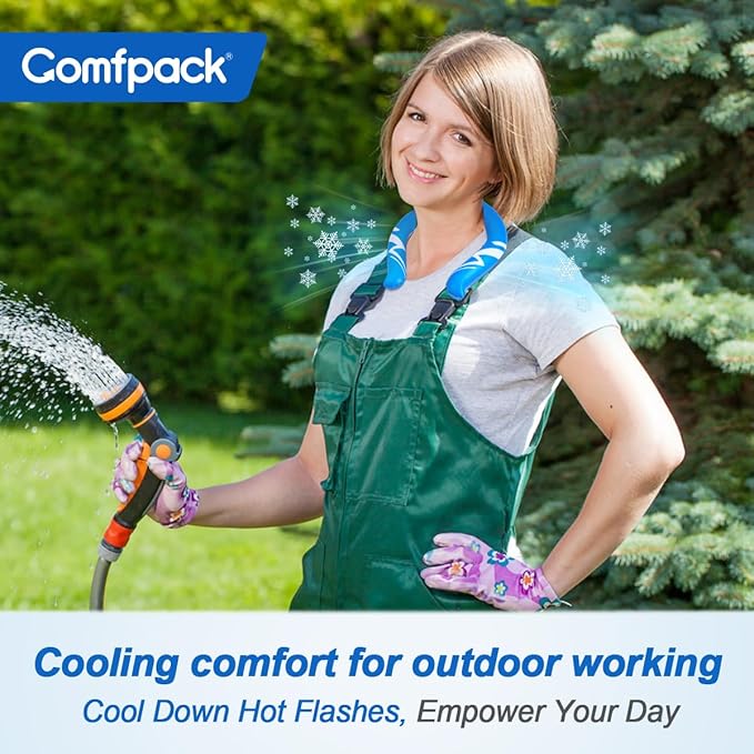 Neck Cooling Tube Reusable Ice Ring Neck Coolers for Hot Weather Wearable Ice Ring for Outdoor Sports, Workers, Relief for Hot Flashes(Blue)