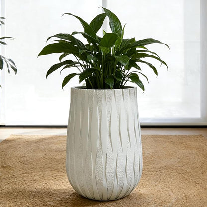 Modern Planters for Indoor Plants with Diamond Texture, Large Indoor Plant Pot, Cylinder Flower Pots for Home Garden Patio Office(Wide Bottom)