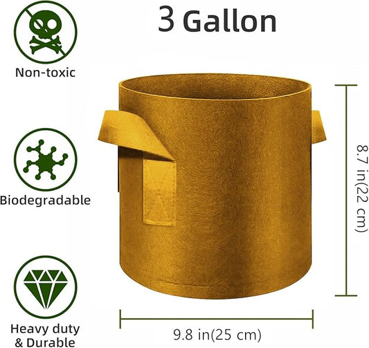 12 Pack 3 Gallon Plant Grow Bags, Thickened Nonwoven Fabric Pots with Handles, Vegetable Planter Bags Containers, Cloth Planters for Garden Vegetable/Flower/Plant/Fruits Outdoor (Brown)