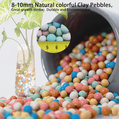 Natural Organic Colorful Leca Balls 5LBS for Plants, 8mm-10mm Ceramsite Clay Pebbles Indoor Potting Garden Soil for Orchid, Succulents, Hydroponics, Decoration, Drainage (5LBS, Colorful, 1)