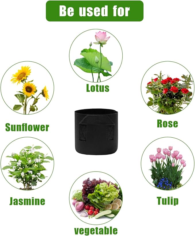 Eunika 6 Pack Lily Plant Pots for Pond, 1 Gallon Nonwoven Plant Fabric Pots with Handles Breathable Felt Aquatic Plant Pots Reusable Plant Grow Bags for Potato, Bog Plant, Water Lily, Lotus,Vegetables