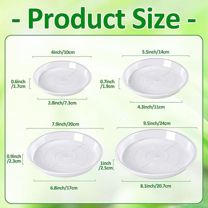 Augshy 18 Pack Plant Suacer 4/6/8/10 Inch Plant Drip Trays for Pots Clear Plant Pot Trays Water-Repellent Plant Saucers for Gardens Balconies and Indoors