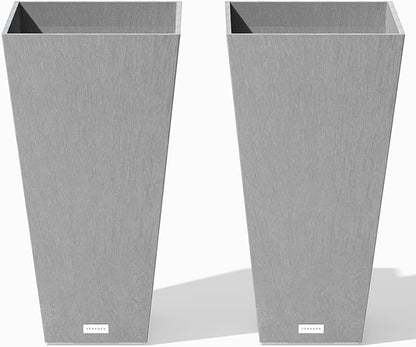 Veradek V-Resin Indoor/Outdoor Taper Planter, 2-Pack (26 inch, Grey)