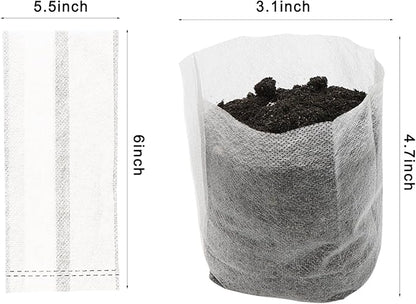 Sucrain 100Pcs 5.5*6 Inch Plant Nursery Bags, Non-woven Seedling Bag Degradable Fabric Nursery Planting Bag for Fruit Vegetable Sapling Garden Flower Seed Culturing&Transplant Supply (100, 5.5*6inch)
