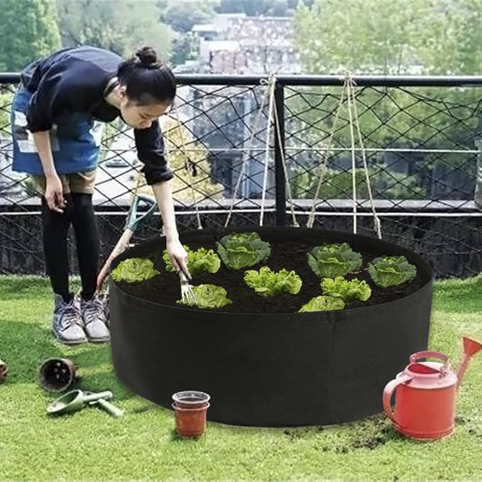 Round Fabric Garden Plant Bed,50 Gallon Garden Fabric Grow Bag,Garden Vegetable Bed Planting Container Planter for Plants, Flowers, Vegetables