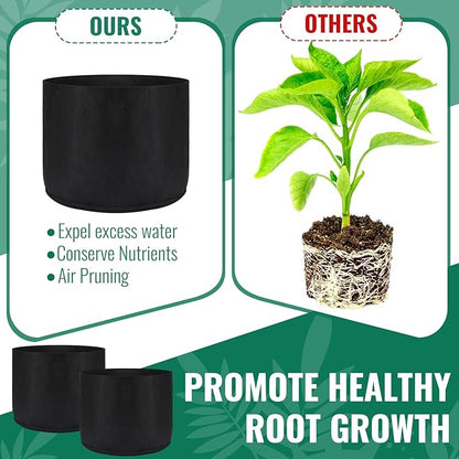 Abbylike 18 Pcs 3/5/7/10 Gallon Plant Grow Bags Heavy Duty Nonwoven Fabric Garden Plant Container Thickened Black Aeration Planter Pots for Outdoor Planting Flower Herb Potato Vegetable Fruits Plants