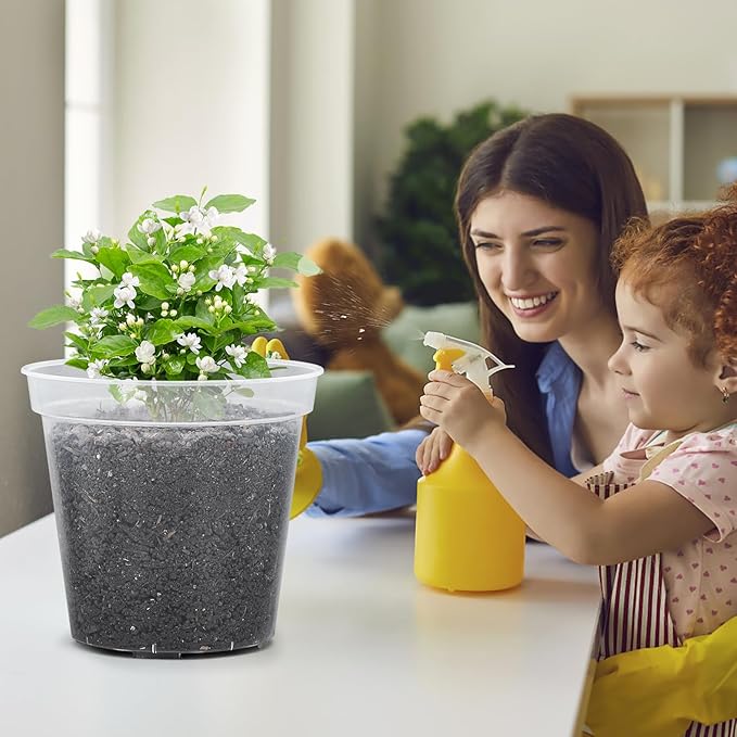 GREANER 4/5/6/7/8/9 Inch Reinforced Clear Nursery Pots, Transparent Variety Pack Plastic Nursery Pots, 30 Packs Seed Starting Pot Flower Plant Container with Drainage Holes and 20 Plant Labels