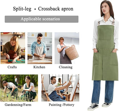 Pottery Apron Split Leg Waterproof Unisex Crossback Apron with Large Pockets
