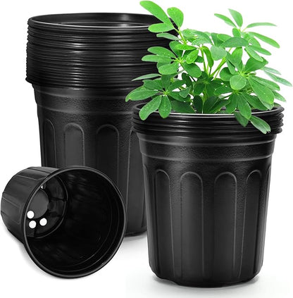RAOOKIF 1 Gallon Pots for Plants, Flexible 1/2/3/5 Gallon Nursery Pots with Drainage, 1 Gallon Plastic Pots for Plants