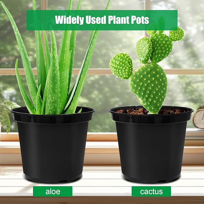 3 Gallon Plastic Nursery Pots, 10 Inch Round Plant Pots with Drainage Holes, 10 Pack Planting Pot for Outdoor Indoor Plants, Gardening Gifts for Women, Black
