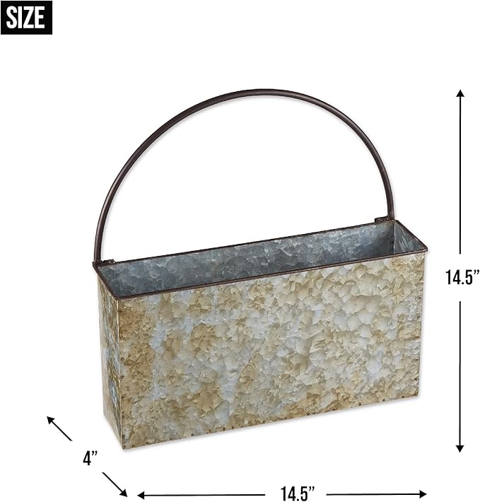 DII Galvanized Planter Collection Wall Hanging, Rectangle, 14.5x4x14.5, Iron