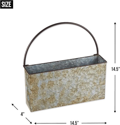 DII Galvanized Planter Collection Wall Hanging, Rectangle, 14.5x4x14.5, Iron