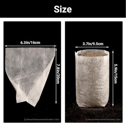 Seedling Grow Bags for Plants Bulk, 6x8 inches Sturdy Non-Woven Nursery Bags, 100PCS Solid Plant Grow Seed Starter Bag, Fabric Seedling Pots Pouches Planting Home Garden Supply