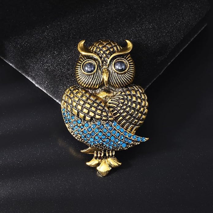 Rhinestone Owl Brooch Pin for Women Cute Big Cartoon Cat Eye Stone Owl Bird Brooch Unique Double Owl Brooch Pin Clothes Bag Hat Dress Jewelry