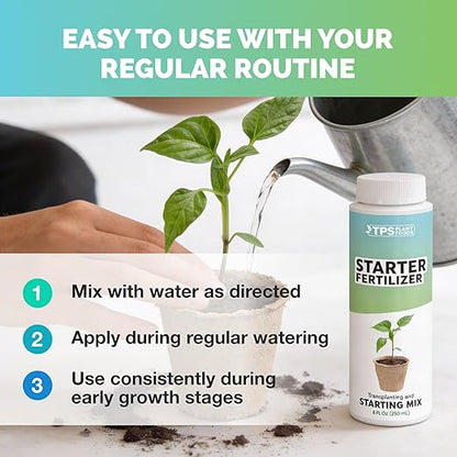 Starter Fertilizer – Liquid Plant Food for Seedlings, Starts & Transplants, Supports Strong Roots & Healthy Growth, 8 oz