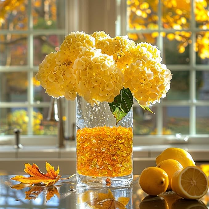 HappyFiller 1.3 LB Crushed Glass Sand Broken Piece Stones,Resin Art Craft,Vase Fillers Candle Holder Aquarium Decor Gravel,Terrarium Pebble Granules,Orange