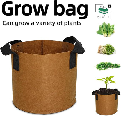 Grow Bags,Growing Pot Bags Garden Grow Bag Indoor Outdoor Fabric Aeration Plant Pot Container Flower Vegetable Pouch (Coffee,7 Gallon)